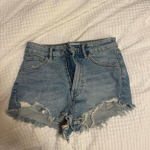 Zara Blue Jean Shorts High-Waisted Distressed